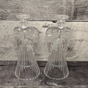Clear Glass Angel Candleholders